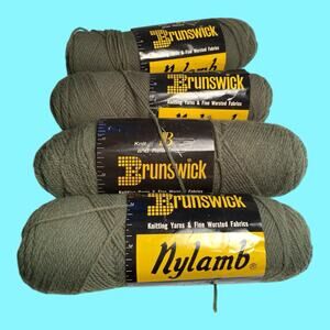 VTG 4 Skeins Lot Brunswick Nylamb Fingering Blend Yarn 55/45 Weight Loden